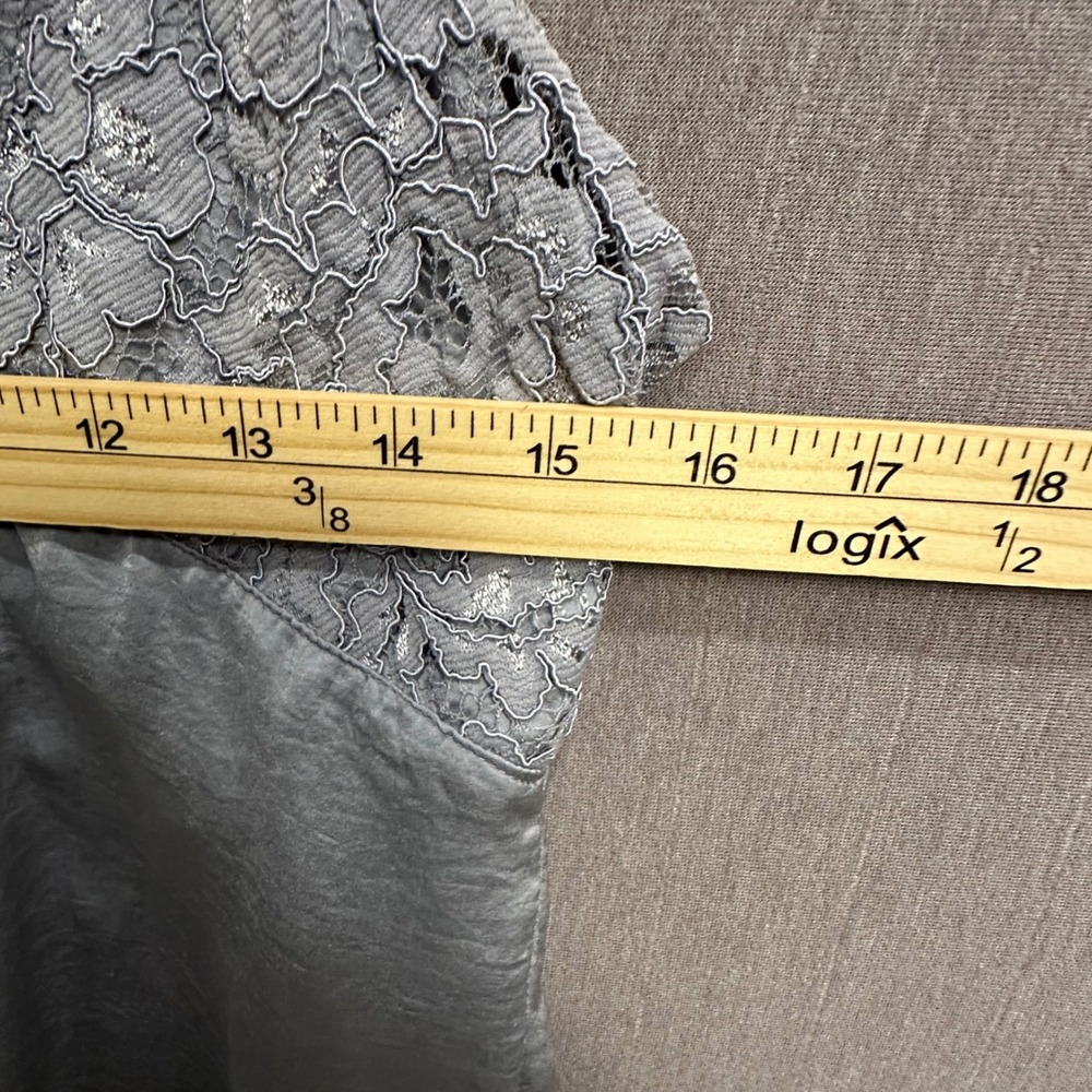 Wishlist Apparel Sweet Jane Bodysuit Small Silver Gray Lace‎ Metallic Romantic - Picture 5 of 7